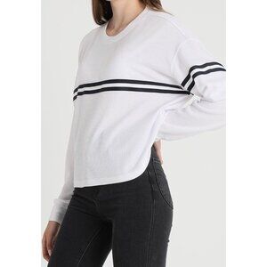 Hollister Boyfriend Tee Waffle Knit Long‎ Sleeve White Stripe Thermal Top Small